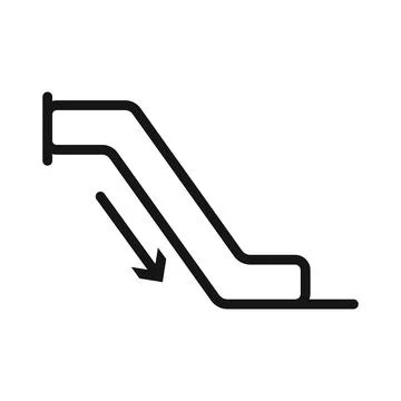 Escalator down icon Black line art vector Stock Illustration