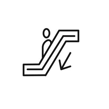 Escalator down icon outline collection in black Stock Illustration