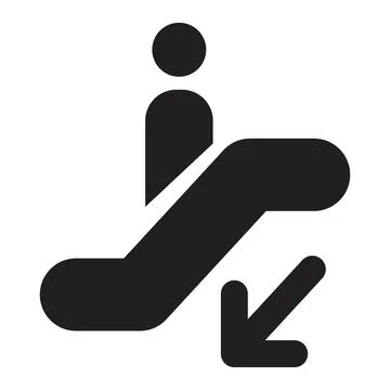 Escalator down icon vector design template in black color isolated sign on wh Stock Illustration