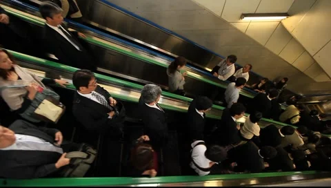 Escalator down Japan Stock Footage 981303