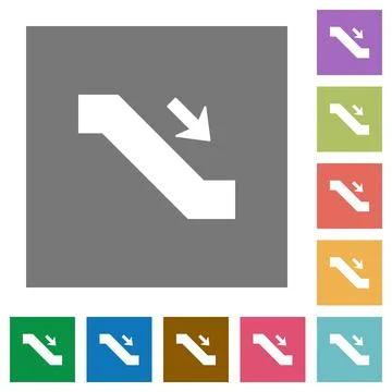 Escalator down sign square flat icons Ilustración de archivo