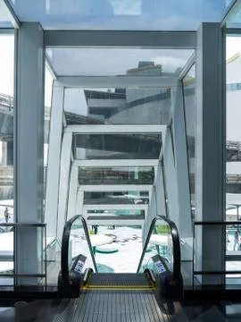 Escalator electronic system moving filter, Escalator in Community Mall, Shopp Stock Photos