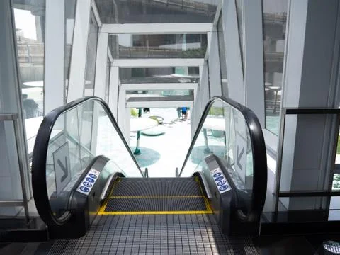 Escalator electronic system moving filter, Escalator in Community Mall, Shopp Stock Photos