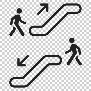 Escalator elevator icon. Vector illustration on isolated transparent backgrou Ilustración de archivo