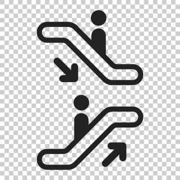 Escalator elevator icon. Vector illustration on isolated transparent backgrou Ilustración de archivo