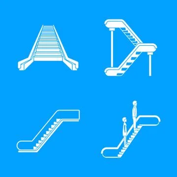 Escalator elevator icons set, simple style Stock Illustration