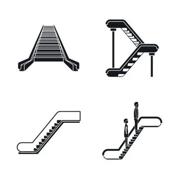 Escalator elevator icons set, simple style Stock Illustration