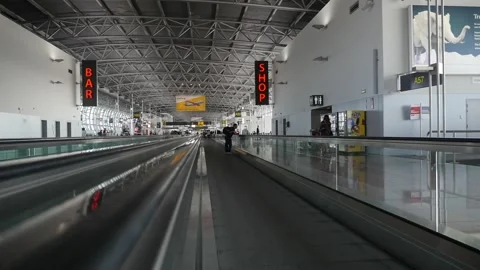 Escalator in an empty airport Video stock 158750542