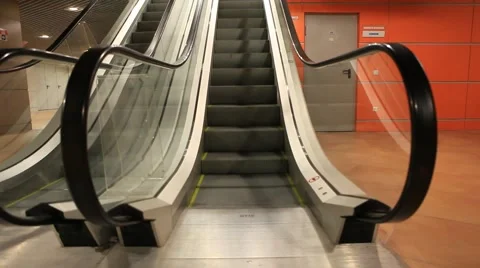 Escalator in the exhibition area. Close up view Stock Footage 49076216