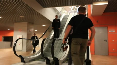 Escalator in the exhibition area Stock Footage 49075887