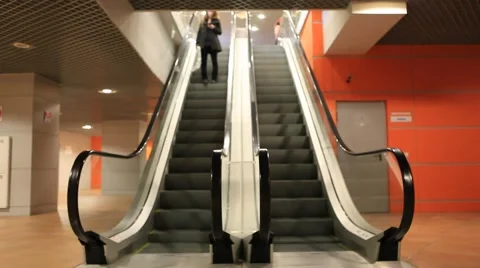 Escalator in the exhibition area Stock Footage 49075931