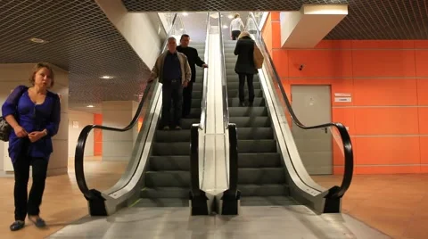 Escalator in the exhibition area Stock Footage 49075935