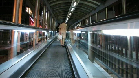 Escalator fast night ride Stock Footage 453783
