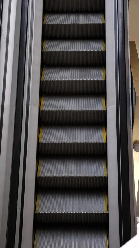 Escalator goes up without people. Moving up empty escalator in shopping mall Stock Footage 308176254