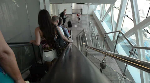 Escalator going down on airport Stock Footage 26059023