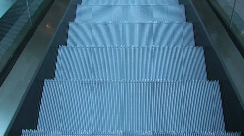 Escalator Going Down with Metal Steps Stock-Footage 156844