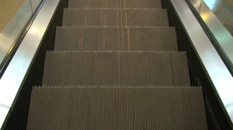 Escalator Going Down with Metal Steps Stock Footage 264458