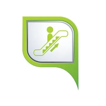 Escalator up icon on green map pointer Stock Illustration