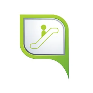 Escalator icon on green map pointer Stock Illustration