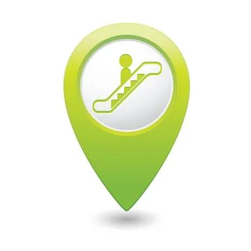 Escalator icon green map pointer Stock Illustration