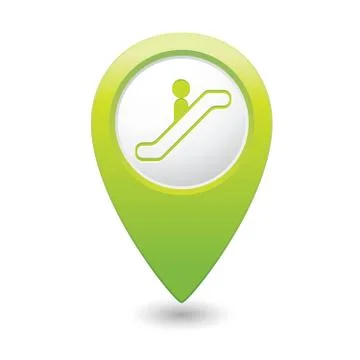 Escalator icon green map pointer Stock Illustration
