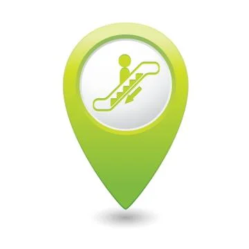 Escalator icon green map pointer Stock Illustration