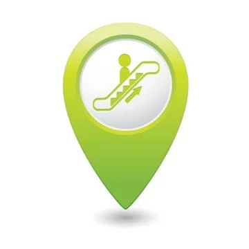 Escalator icon green map pointer Stock Illustration