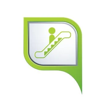 Escalator icon on green pointer Stock Illustration