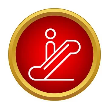 Escalator icon indicating movement up on red button イラスト素材