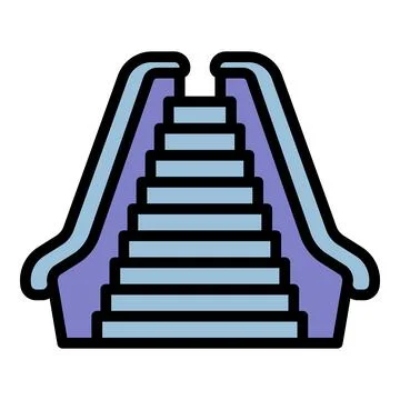 Escalator icon, outline style Stock Illustration