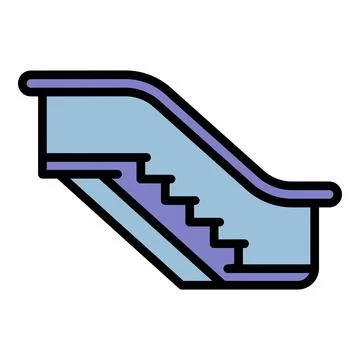 Escalator icon, outline style Stock Illustration