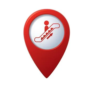 Escalator icon red map pointer Illustrazione stock
