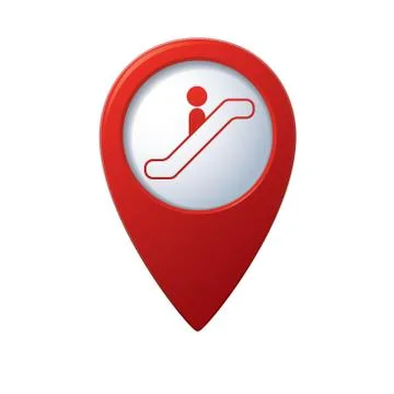 Escalator icon red map pointer Stock Illustration