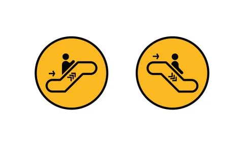 Escalator icon set. Up and down. Bussiness concept. Vector on isolated white  Stock Illustration
