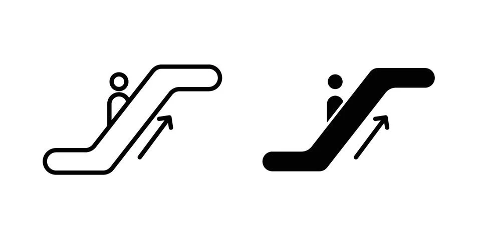 Escalator icon silhouette vector set. thin line pack Stock Illustration