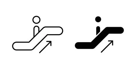 Escalator icon. Style is flat and line symbol Stock Illustration