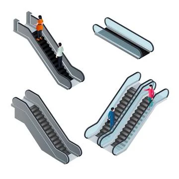 Escalator icons set, isometric style Stock Illustration