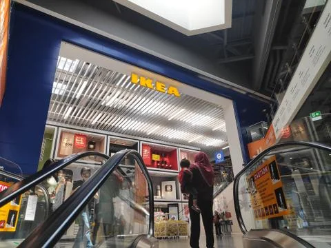Escalator to IKEA store. Stock Photos