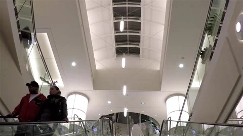 Escalator inside modern shopping mall Stock Footage 44493450