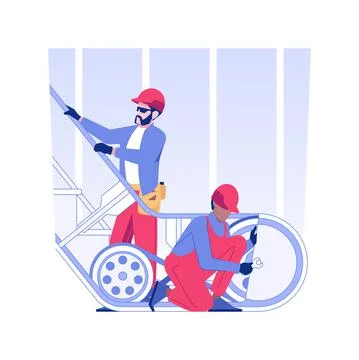 Escalator installation isolated concept vector illustration. Ilustración de archivo