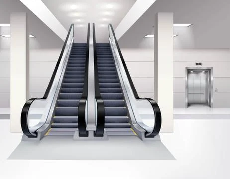 Escalator Interior Realistic Concept Illustrazione stock