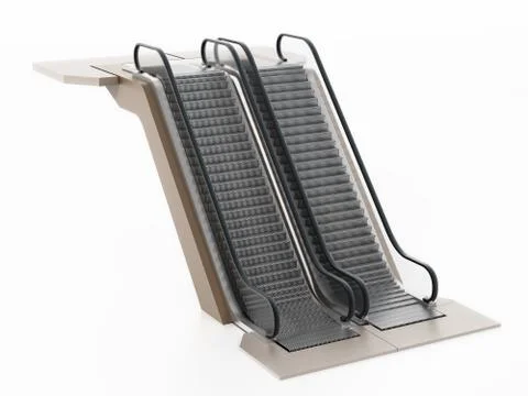 Escalator isolated on white background. 3D illustration Stock Illustration