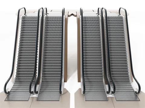 Escalator isolated on white background. 3D illustration Stock Illustration