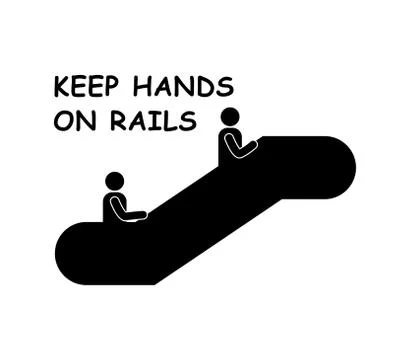 Escalator Keep Hands On Rails Escalator Safety Sign Stock Illustration