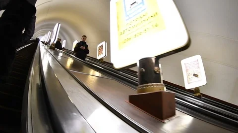 Escalator of the Kiev metro. Stock Footage 88205401