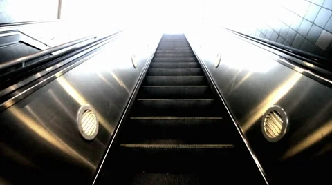 Escalator Leading Up to Heavenly White Light - Stairway to Heaven Stock Footage