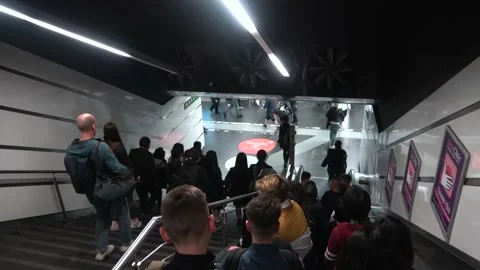An Escalator Leads Down To The Rome Metro In Rome, Italy Stock Footage 154973708