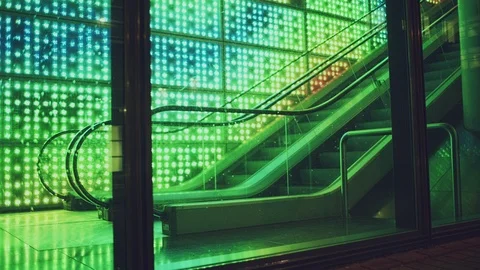 Escalator with LEDs Video stock 119846682