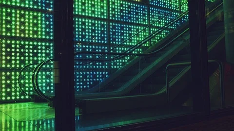 Escalator with LEDs Video stock 119846710