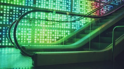Escalator with LEDs Video stock 119847243
